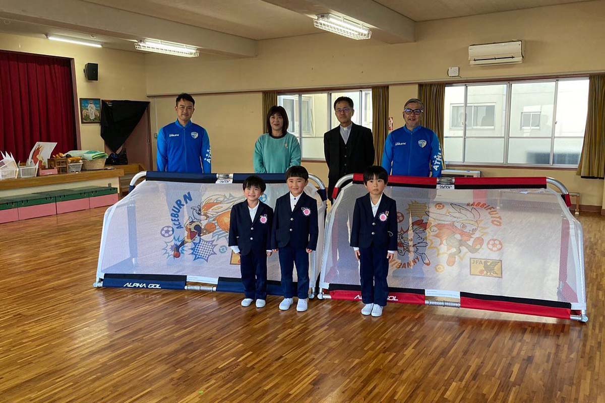 アビエス保育園巡回2022-すわせいぼ幼稚園-日本サッカー協会（JFA）よりボール・ミニゴール無料贈呈